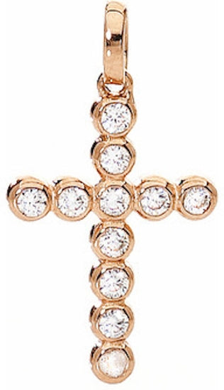 AMEN Modell CROCE PICCOLA Argento IP Oro rosa e Zirconi | Schmuck